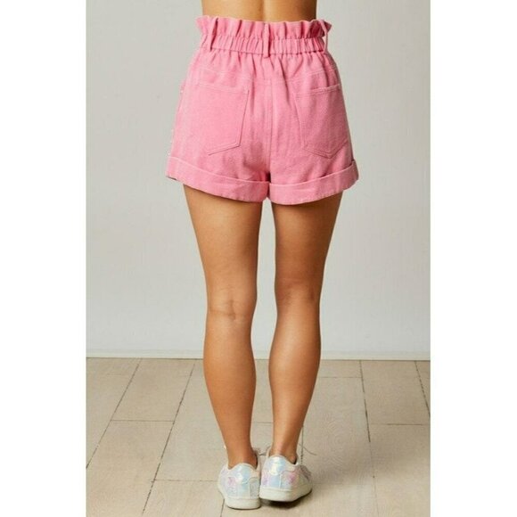 Pearly Girly Era Pearl Paperbag Shorts in Pink - Picture 3 of 7